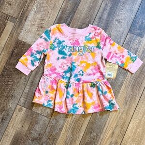 Wrangler Girls' Tie-Dye Peplum sweatshirt Top - Pink, Teal & Yellow